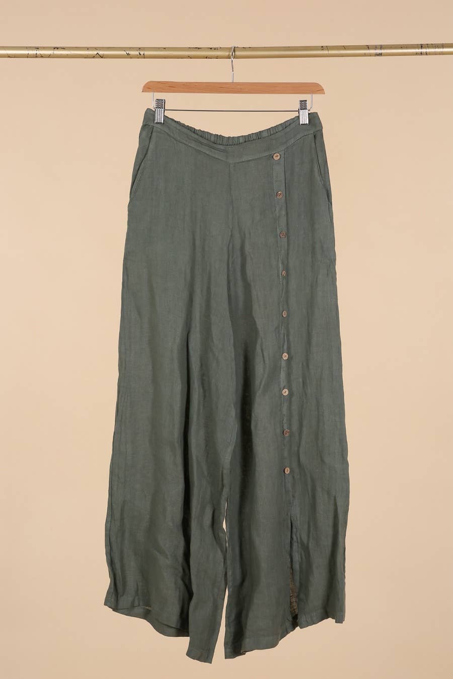 Straight buttoned trousers 9320 100% LINEN