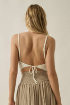 Crochet Open-Knit Tie-Back Cropped Tank Top