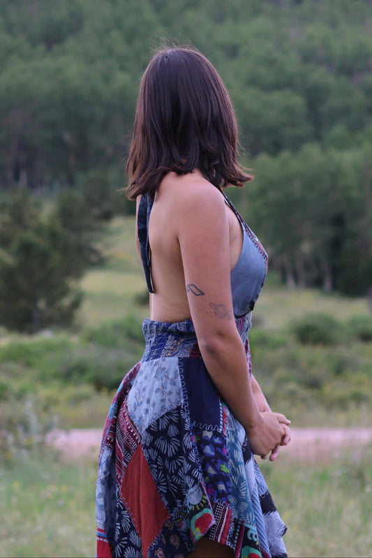 Hippie Cottagecore Patchwork Dress