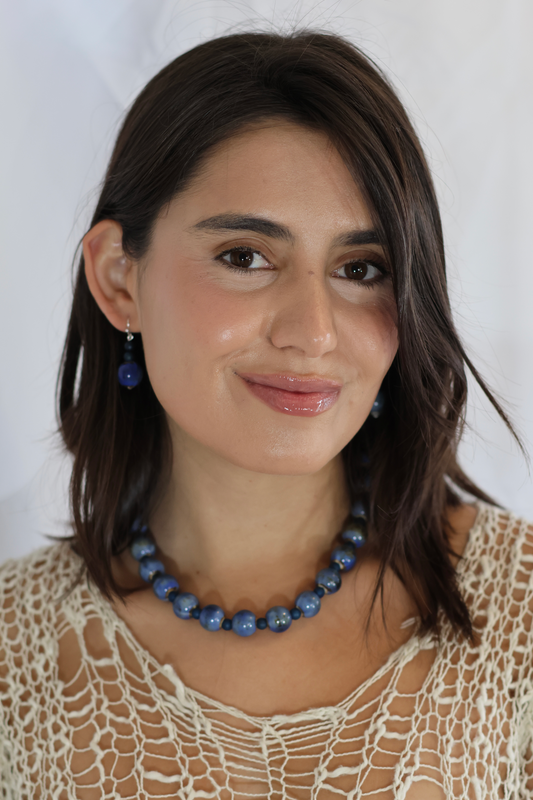 Handmade Aqua Ceramic & Blue Agate Jewelry Set