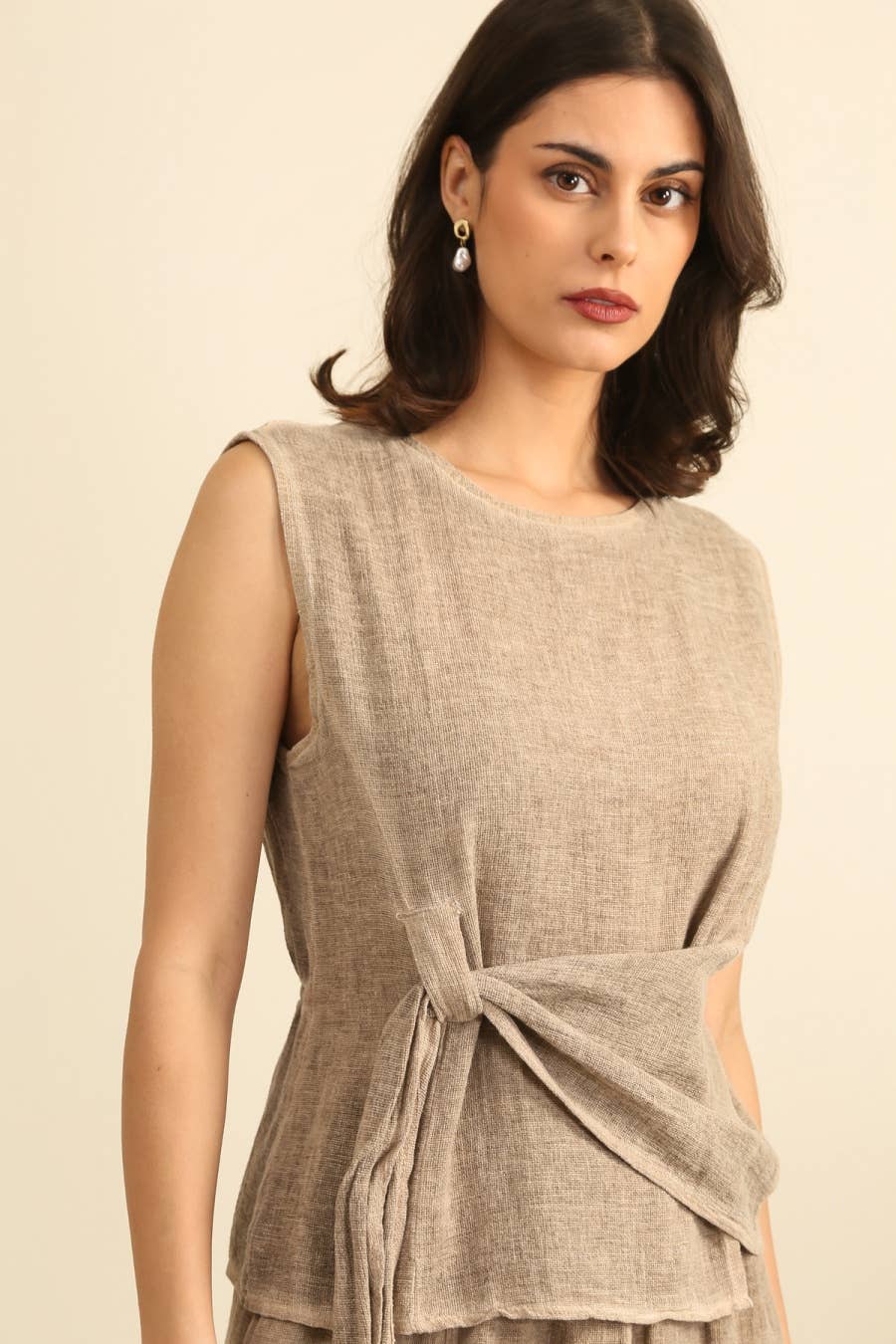 Linen Blend Sleeveless Blouse