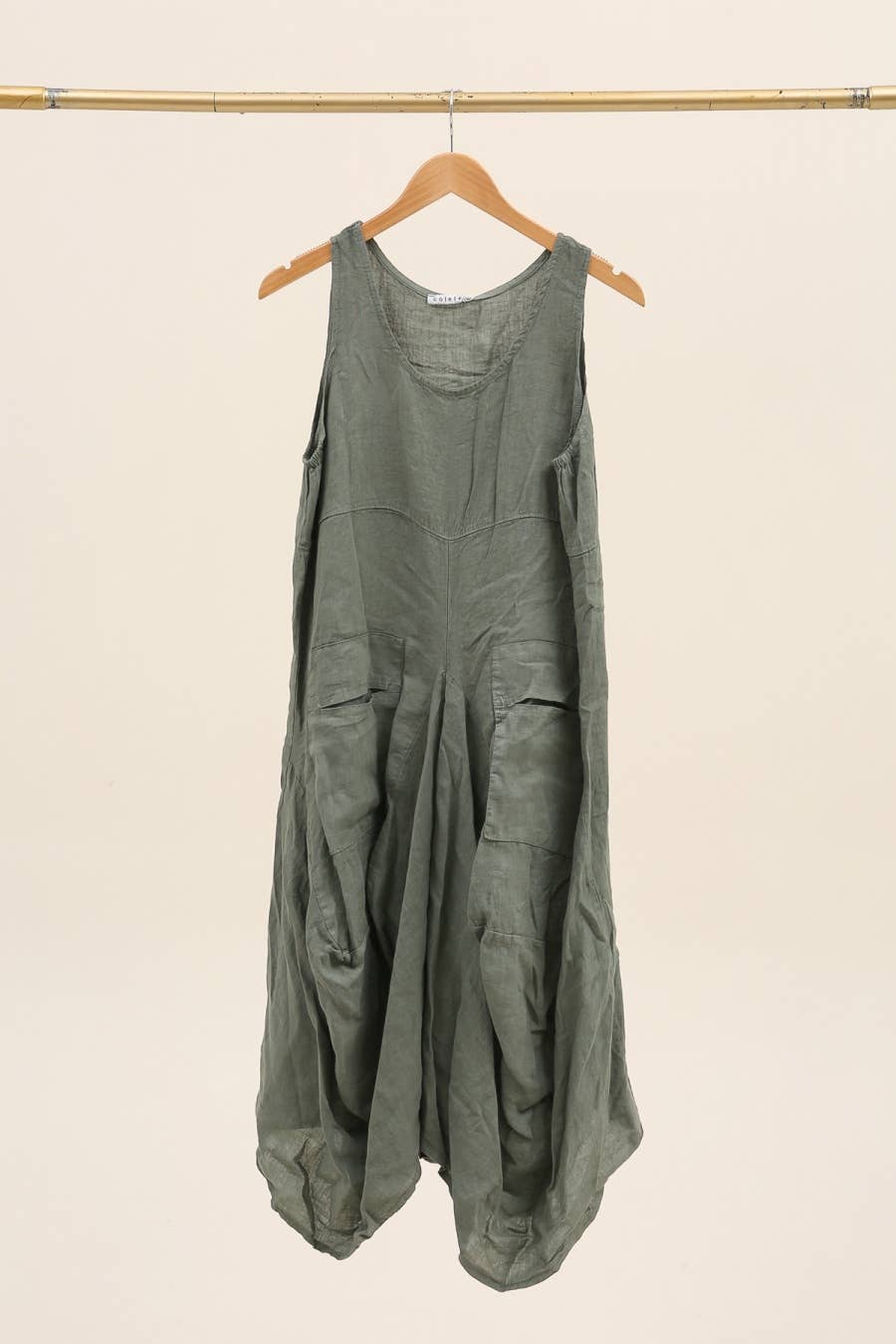Sleeveless dress with pockets 1633 100% linen