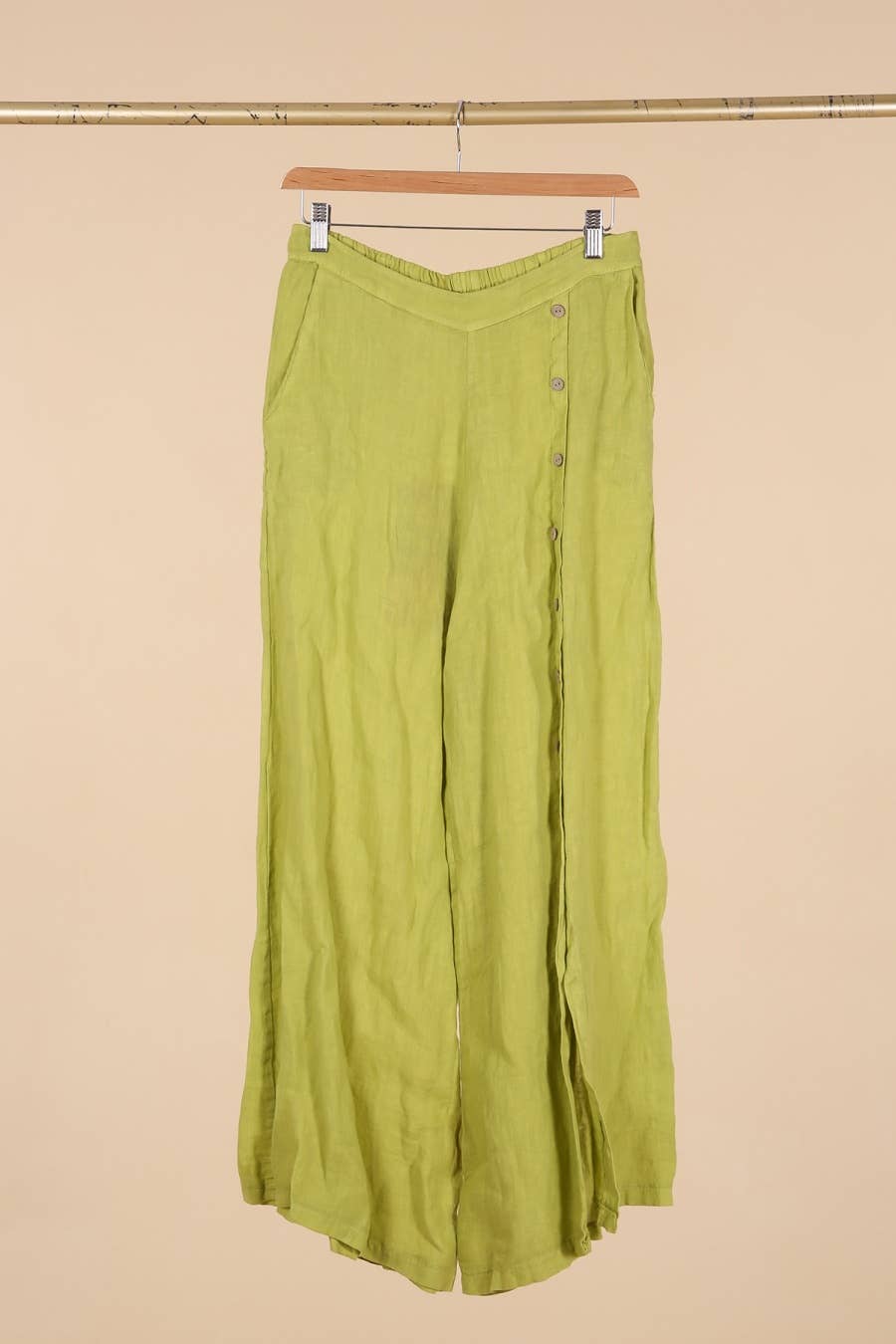Straight buttoned trousers 9320 100% LINEN
