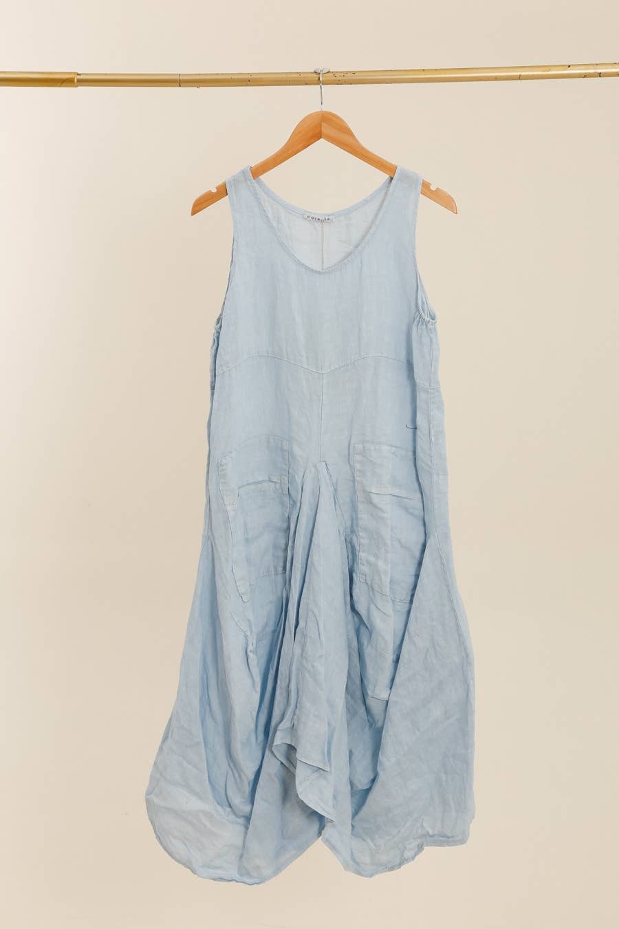Sleeveless dress with pockets 1633 100% linen