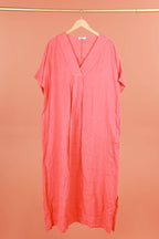 Long dress v-neck 62733 100% linen: VERT ANIS