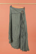 Linen skirt with drawstring 1013 100% linen: Bleu sky