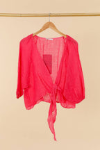 Linen wrap top 621286 100% linen: White
