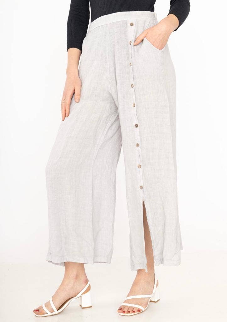 Straight buttoned trousers 9320 100% LINEN