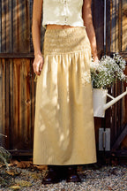 Shirred Waist Adjustable Side-Tie Skirt