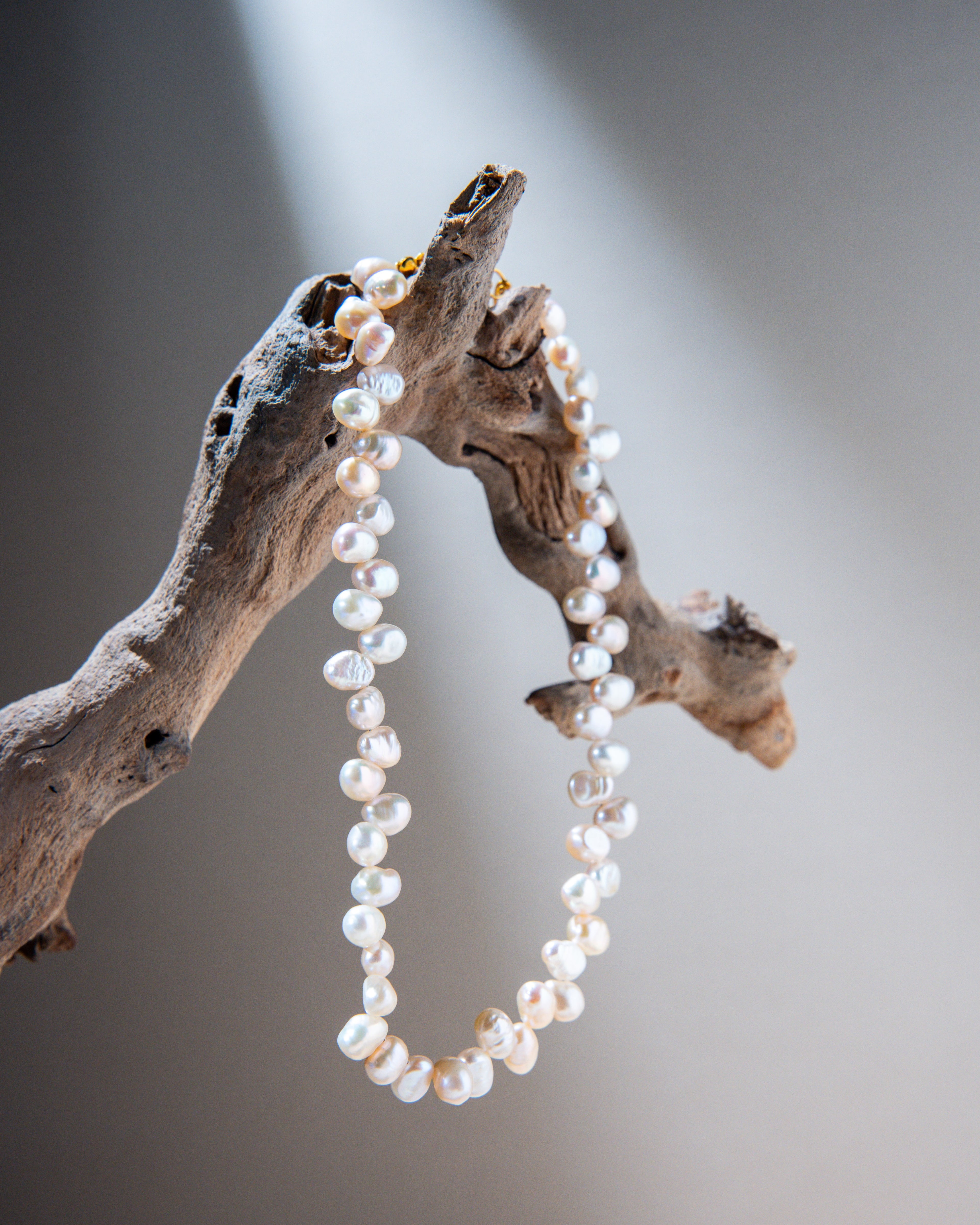 Ruffled Classic Pink Pearl Necklace