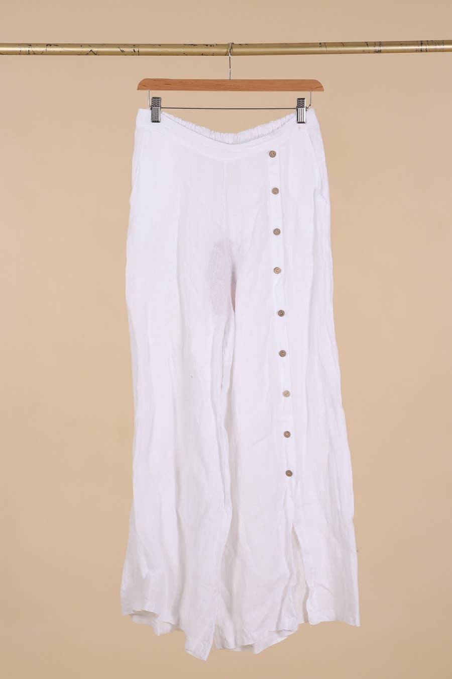 Straight buttoned trousers 9320 100% LINEN