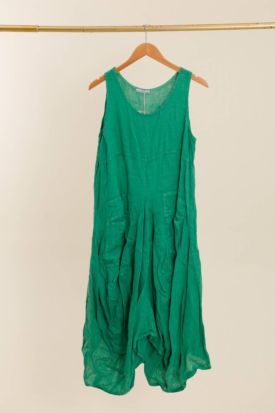 Sleeveless dress with pockets 1633 100% linen