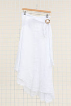 Linen skirt with drawstring 1013 100% linen: White
