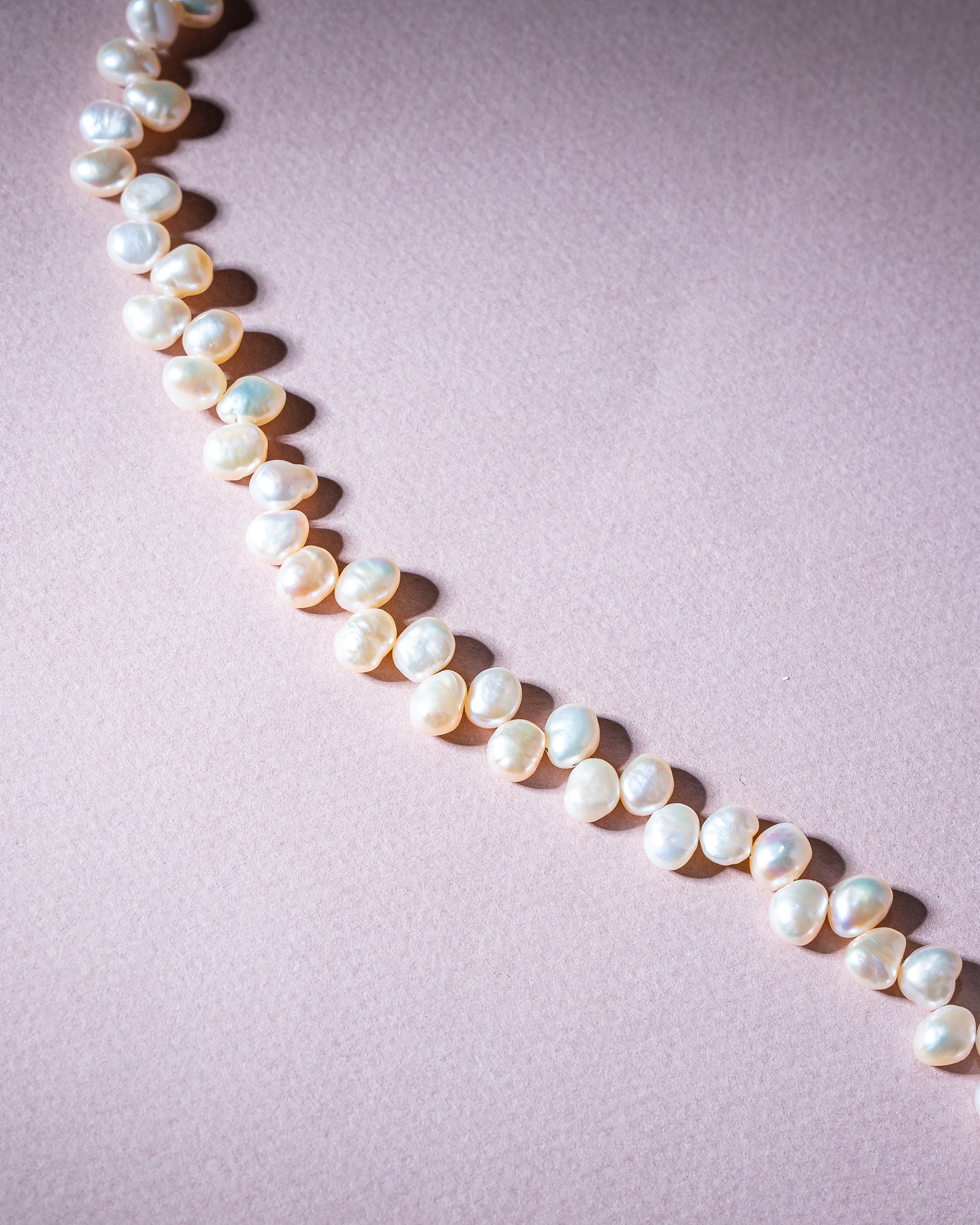 Ruffled Classic Pink Pearl Necklace
