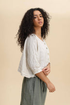 3/4 sleeve linen jacket 906 100% linen
