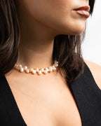 Ruffled Classic Pink Pearl Necklace