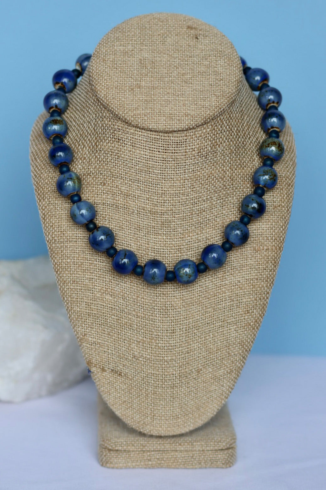 Aqua Ceramic & Blue Agate Jewelry Set
