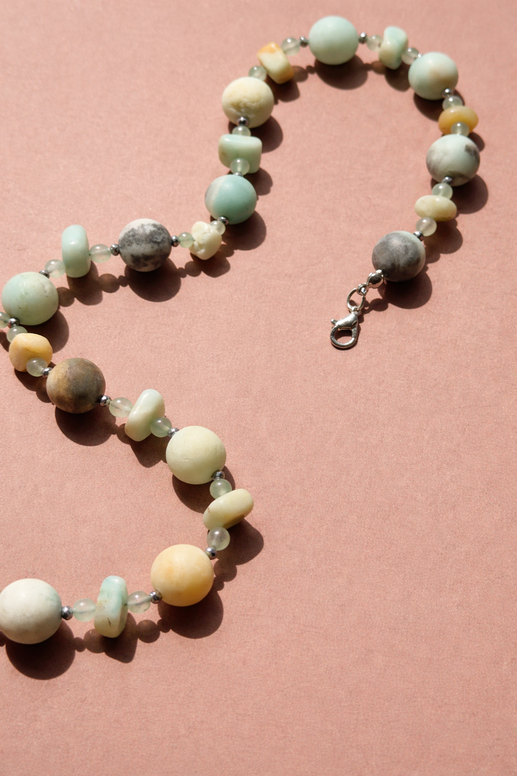Amazonite & Jade Necklace with Silver Accents