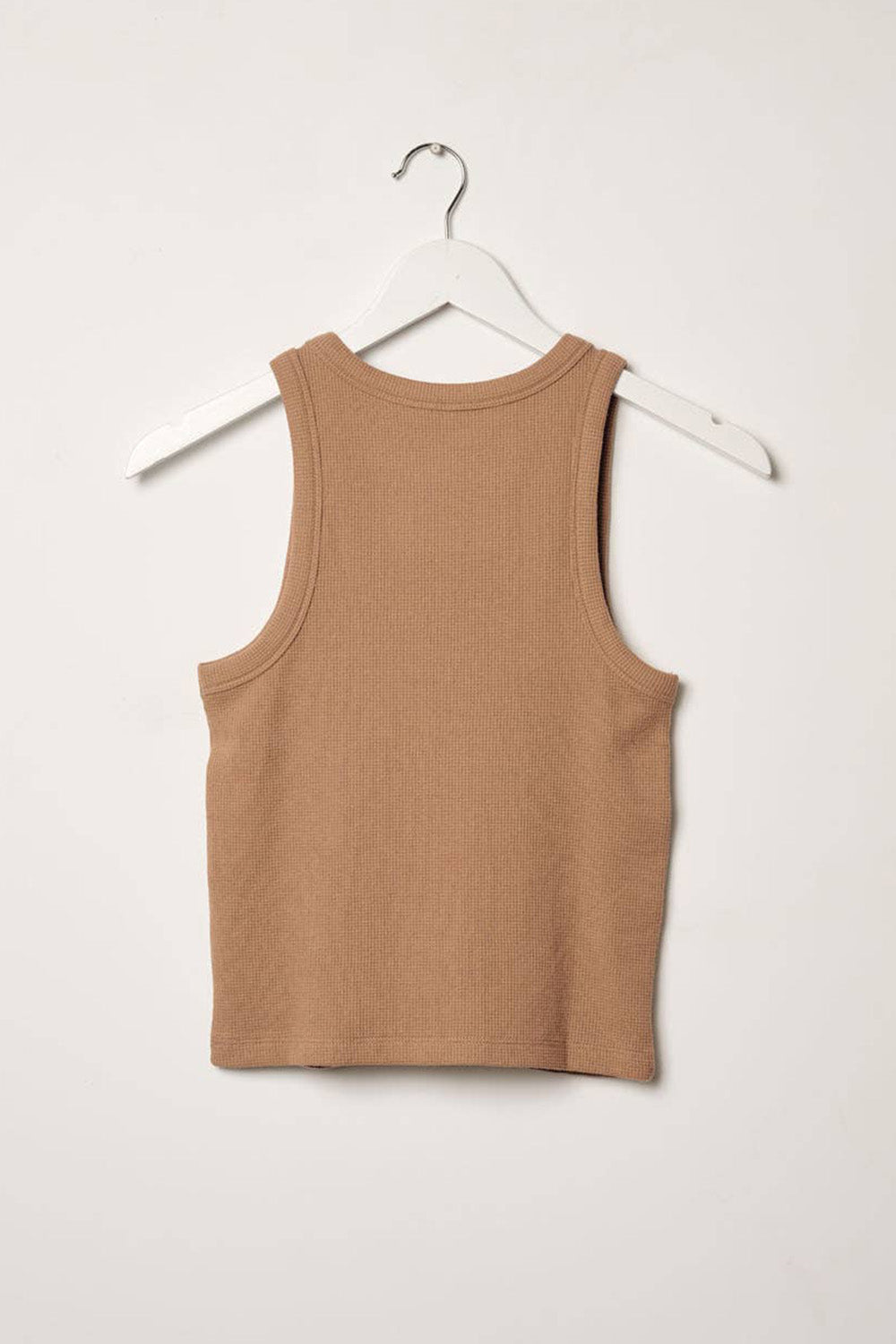 Open Lips Waffle-Knit Graphic Racerback Tank Top