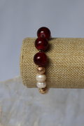 Red Marbled Glass & Pearl Jewelry Set