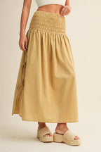 Shirred Waist Adjustable Side-Tie Skirt