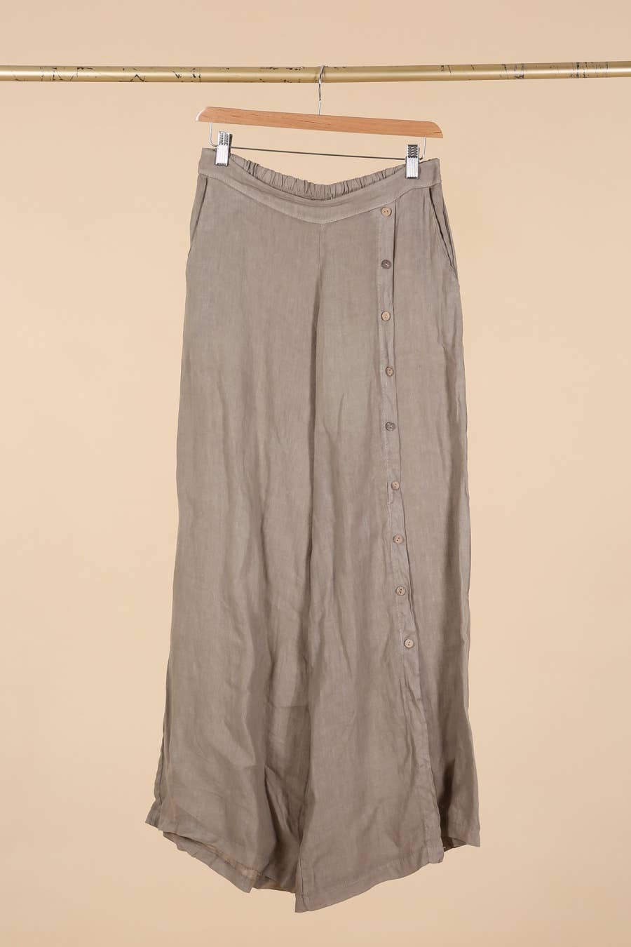 Straight buttoned trousers 9320 100% LINEN