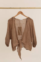 Linen wrap top 621286 100% linen: White