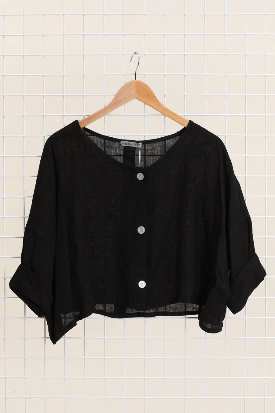 3/4 sleeve linen jacket 906 100% linen