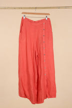 Straight buttoned trousers 9320 100% LINEN