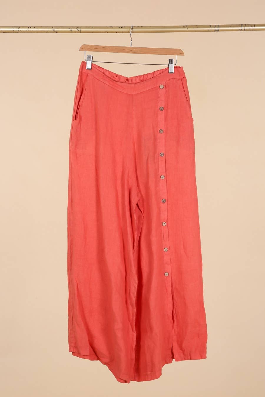 Straight buttoned trousers 9320 100% LINEN