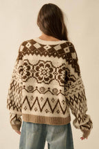 Brushed Alpine-Knit Button-Front Cardigan
