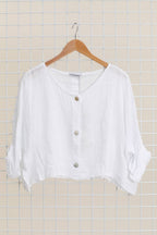 3/4 sleeve linen jacket 906 100% linen