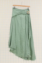 Linen skirt with drawstring 1013 100% linen: White