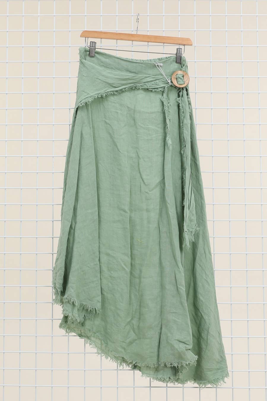 Linen skirt with drawstring 1013 100% linen: White