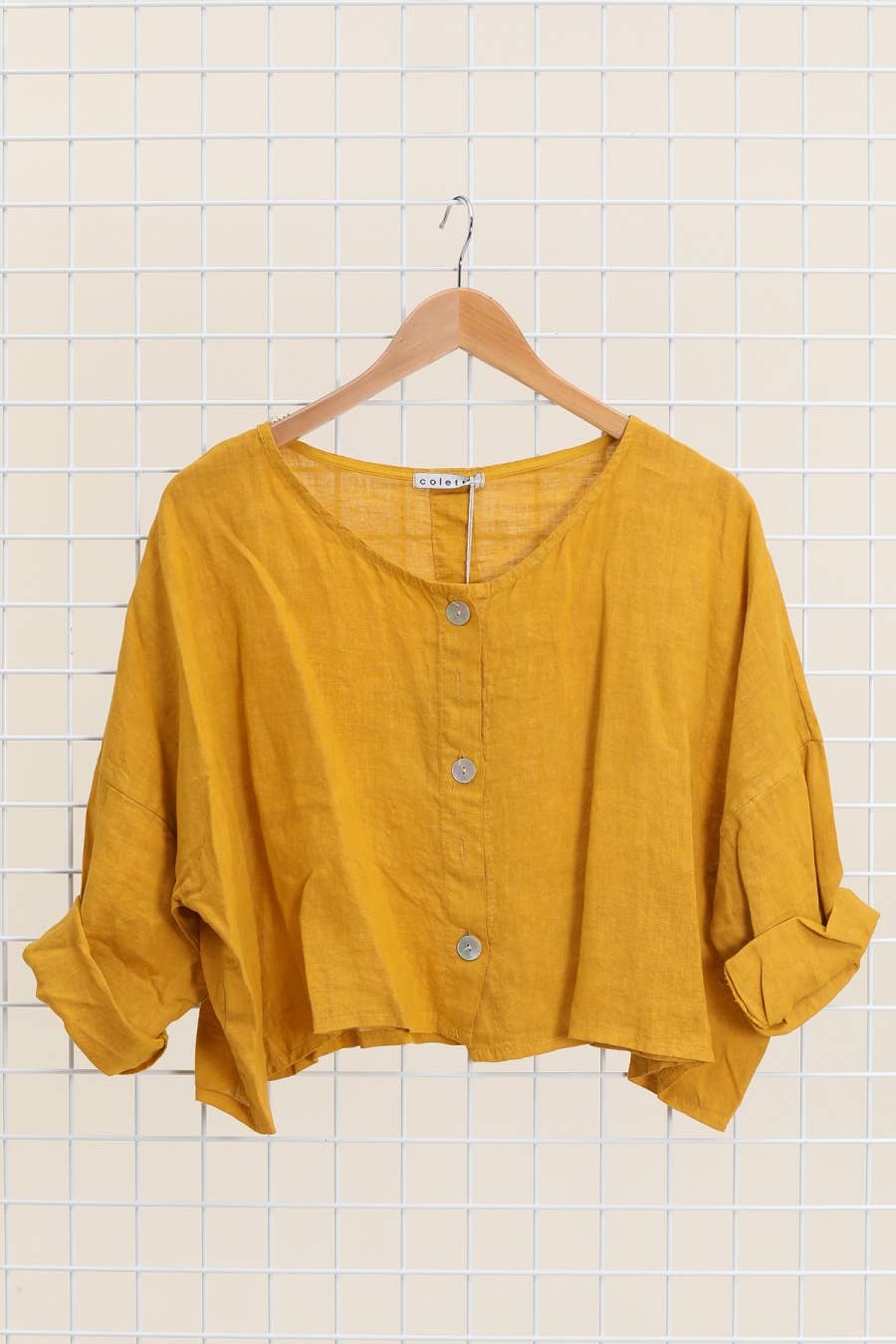 3/4 sleeve linen jacket 906 100% linen