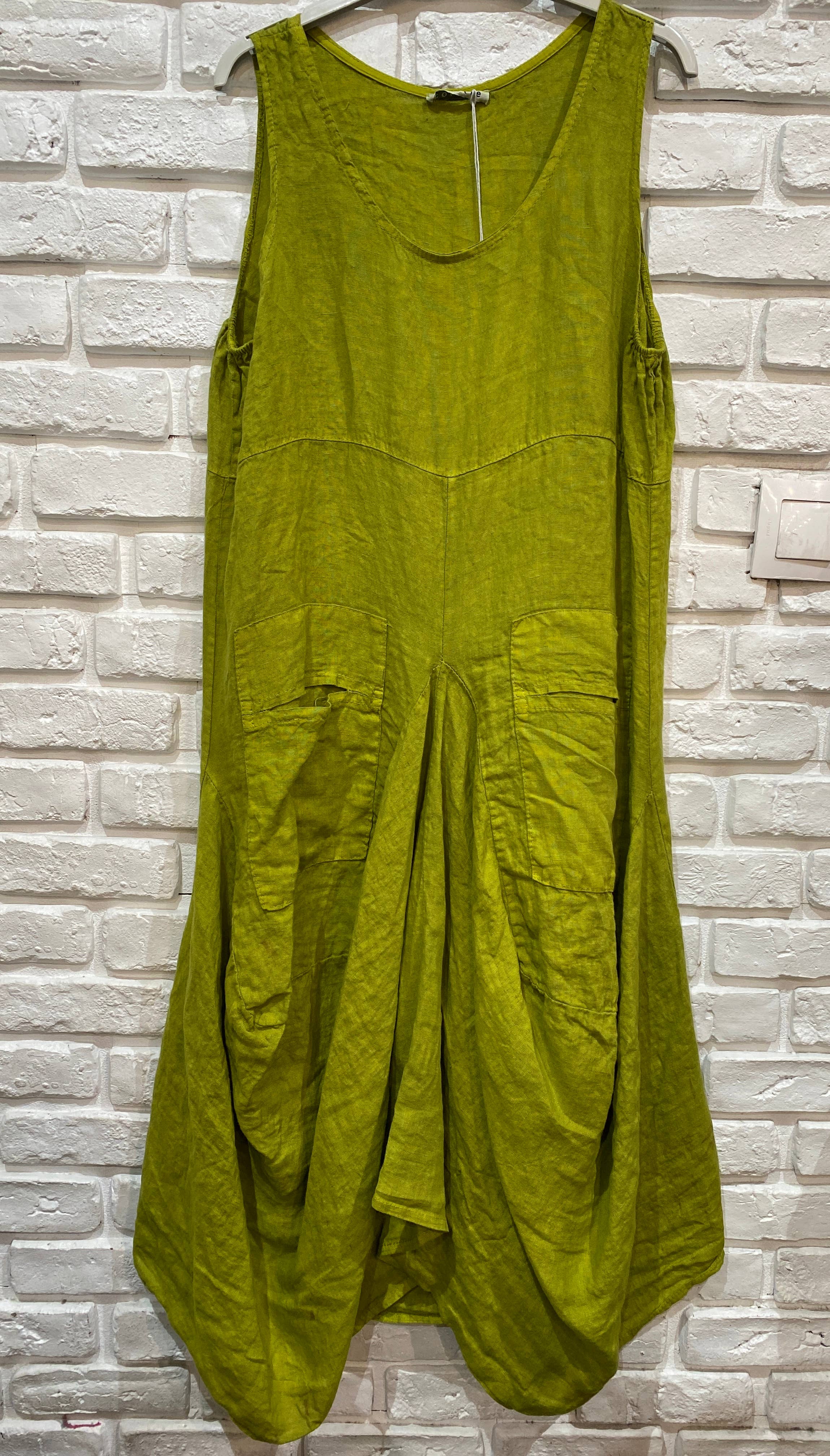 Sleeveless dress with pockets 1633 100% linen
