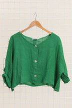 3/4 sleeve linen jacket 906 100% linen