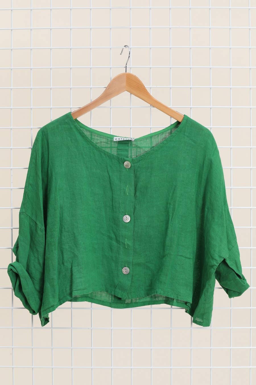 3/4 sleeve linen jacket 906 100% linen