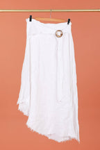 Linen skirt with drawstring 1013 100% linen: White