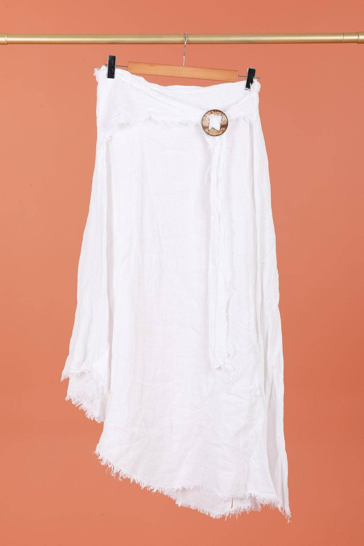 Linen skirt with drawstring 1013 100% linen: White