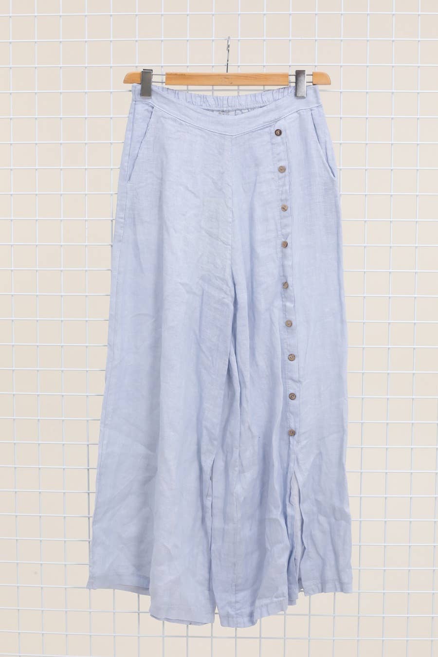 Straight buttoned trousers 9320 100% LINEN