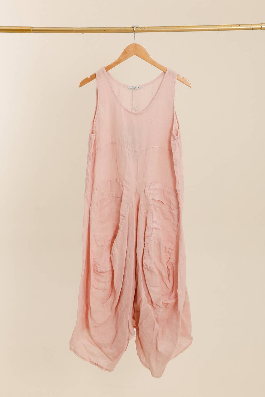 Sleeveless dress with pockets 1633 100% linen