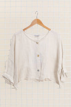 3/4 sleeve linen jacket 906 100% linen