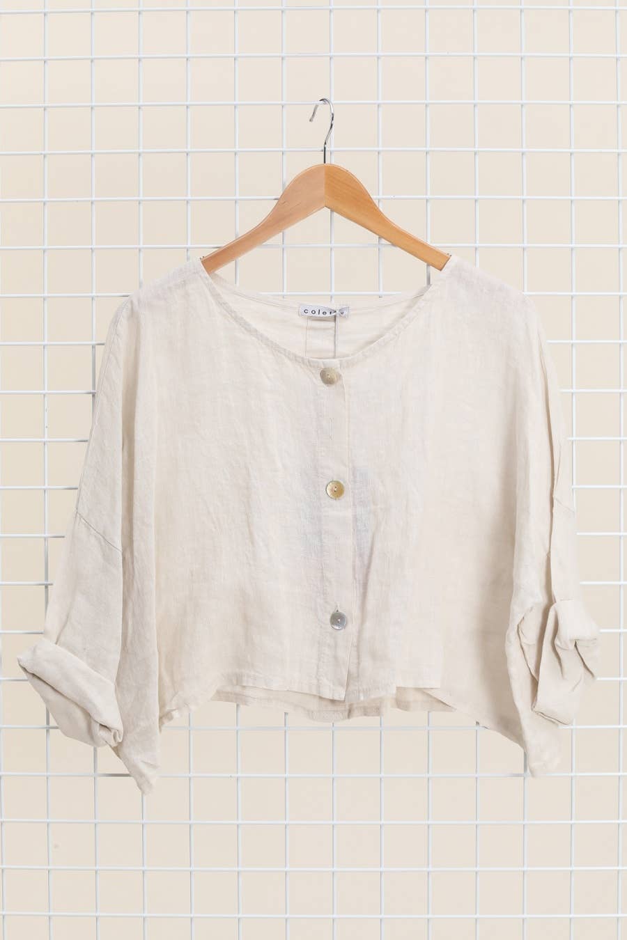 3/4 sleeve linen jacket 906 100% linen