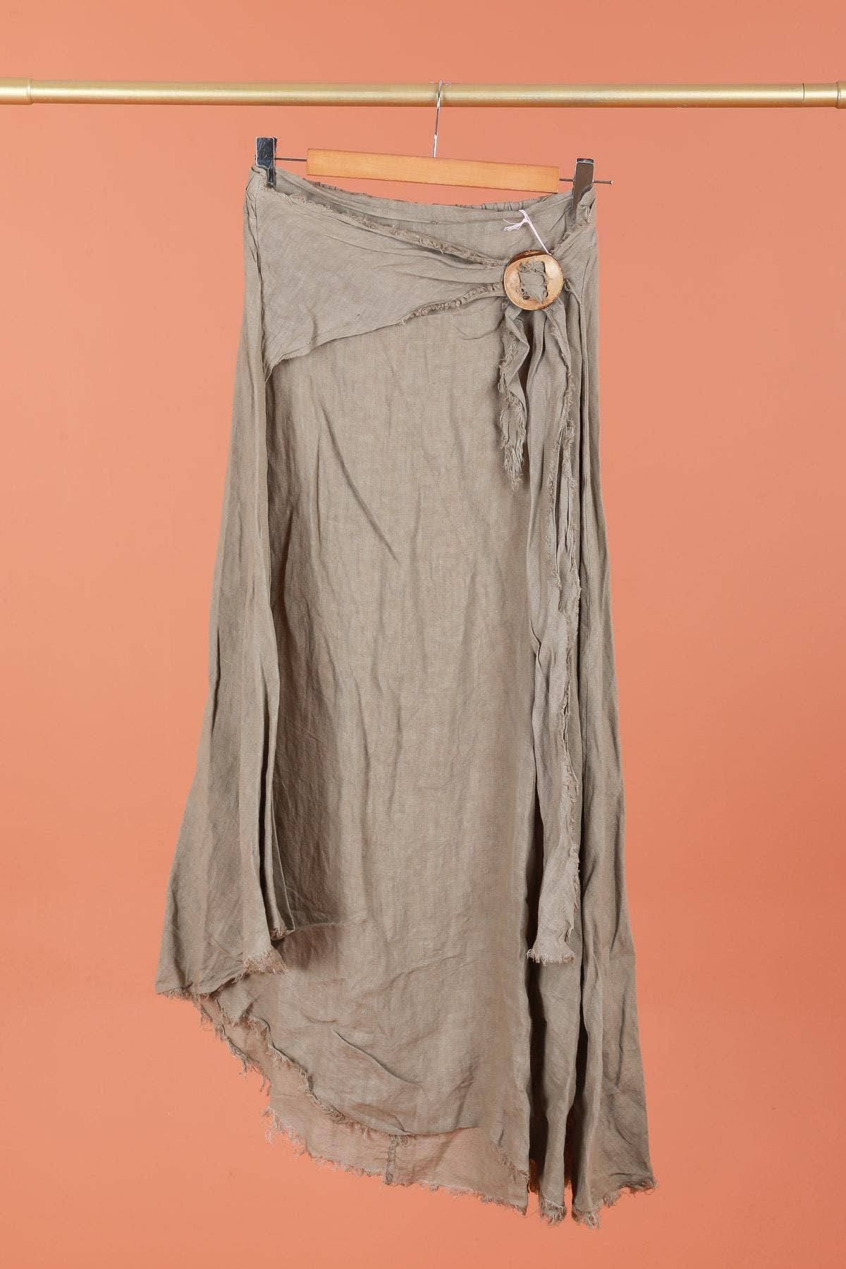 Linen skirt with drawstring 1013 100% linen: White