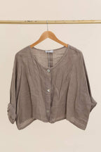 3/4 sleeve linen jacket 906 100% linen
