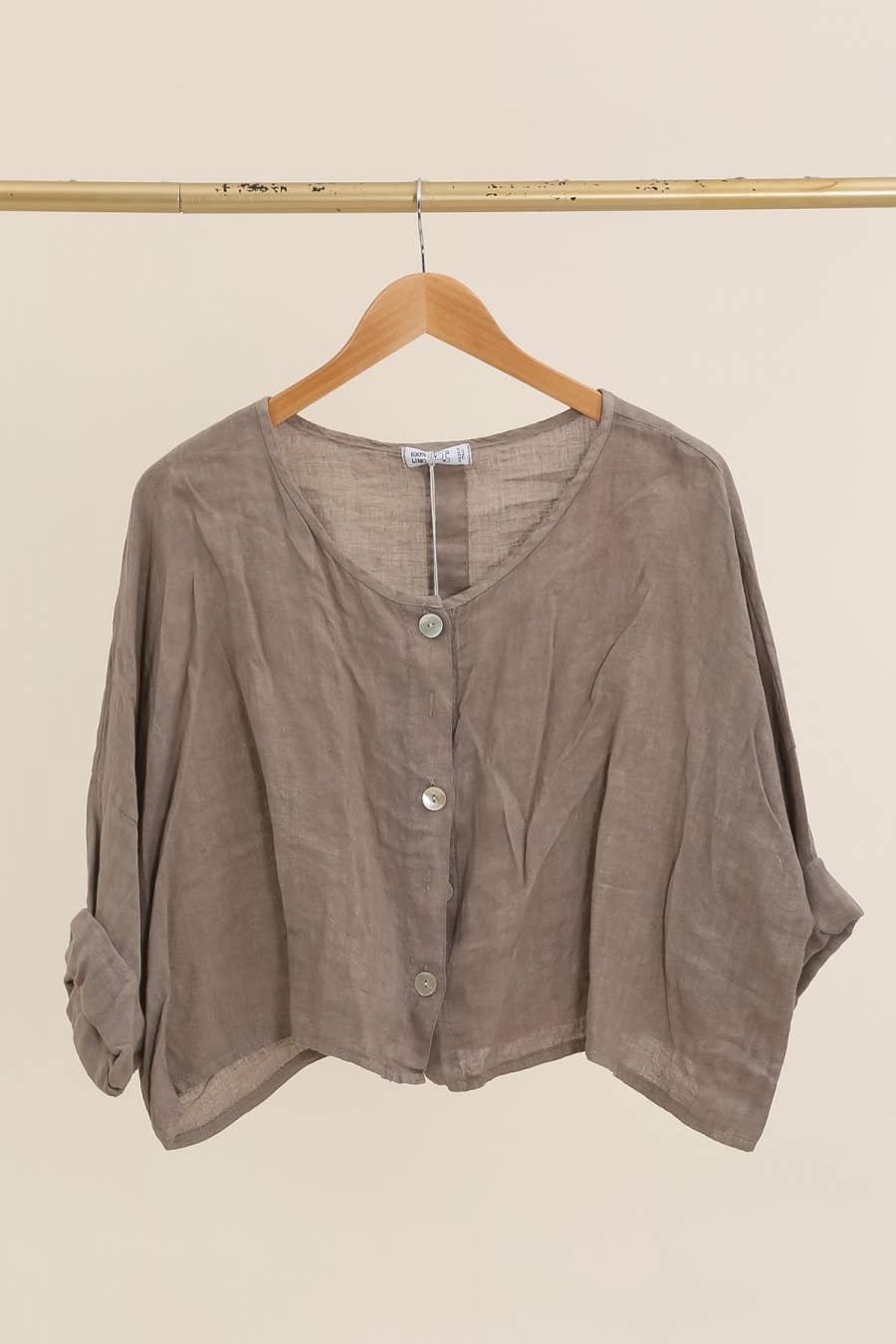 3/4 sleeve linen jacket 906 100% linen