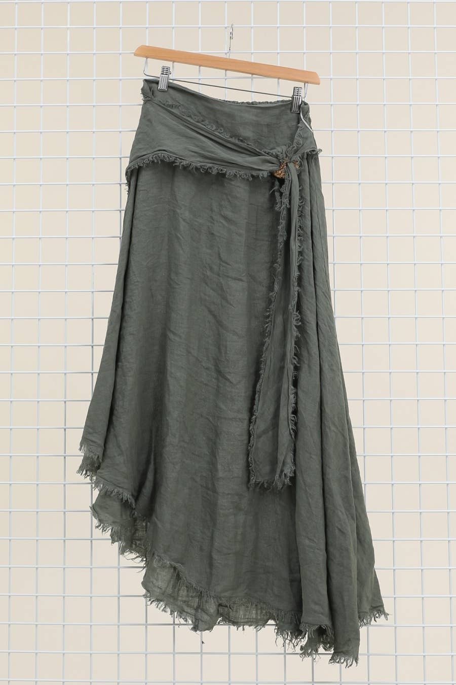 Linen skirt with drawstring 1013 100% linen: White