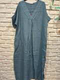 Long dress v-neck 62733 100% linen: Dust