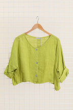 3/4 sleeve linen jacket 906 100% linen